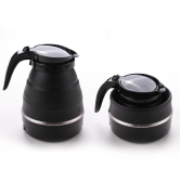 Kuber Industries Pack of 2 Foldable Electric Kettle, 600ML, Silicone Body, 304-Stainless Steel Base, Leak Proof, Portable, 600W, Black-Kuber Industries Foldable Electric Kettle 600ML, Silicone Bo