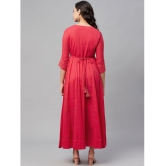 AMIRAS INDIAN ETHNICWEAR - Red Cotton Womens Fit & Flare Dress ( Pack of 1 ) - None