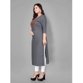 RIAANA - Grey Rayon Women's Straight Kurti ( Pack of 1 ) - None