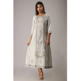 MAUKA - Silver Cotton Womens Flared Kurti ( Pack of 1 ) - None