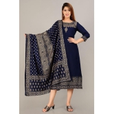 SIPET - Blue Rayon Womens Flared Kurti with Dupatta ( Pack of 1 ) - None