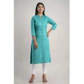 MAUKA - Turquoise Rayon Womens Front Slit Kurti ( Pack of 1 ) - None