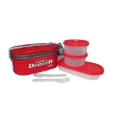 Milton Double Decker Lunch Box, (3 Plastic Container) Red