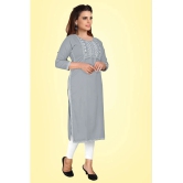 Kapadia - Grey Rayon Womens Straight Kurti ( Pack of 1 ) - None