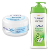 Yuthika Soft Touch Light Moisturizer Cream 300ml and Aloe Vera Body Lotion 500ml Combo Pack