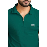 Men Solid Polo Neck Polyester Dark Green T-Shirt