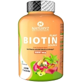 NATURYZ 100% Plant Based Biotin with DTH Omega 3 for Strong Hairs, Nails, Glowing Skin - 60 Tablets