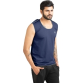 Men Solid Round Neck Polyester Dark Blue T-Shirt