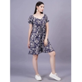 HIGHLIGHT FASHION EXPORT Rayon Printed Above Knee Womens Fit & Flare Dress - Navy Blue ( Pack of 1 ) - None