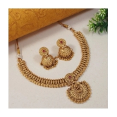 ROFARWORD Gold Brass Necklace Set ( Pack of 1 ) - Gold