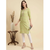 Rangita Women Green Rayon Floral Printed Knee Length Straight Kurti - None