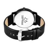 Septem Black Leather Analog Mens Watch