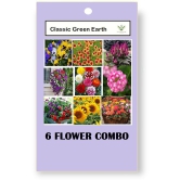 CLASSIC GREEN EARTH - Flower Seeds ( 6 FLOWER COMBO 300 SEEDS FOR HOME GARDENING )