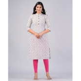 MAUKA Cotton Printed Straight Womens Kurti - White ( Pack of 1 ) - None