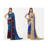 LEELAVATI - Blue Georgette Saree With Blouse Piece ( Pack of 2 ) - Blue