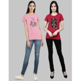 CHOZI - Pink Cotton Blend Regular Fit Women's T-Shirt ( Pack of 2 ) - None