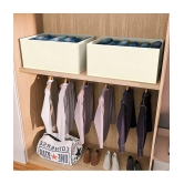 HOMETALES Non-Woven 6 Compartments Foldable Wardrobe Storage Organisers for Shirt, Denims, Pants, T-Shirt,Beige (2U)