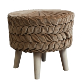 Beautiful velvet Puffy Stool for Living Room (Pack of 1)-Brown