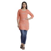 HIGHLIGHT FASHION EXPORT - Peach Viscose Womens Straight Kurti ( Pack of 1 ) - S