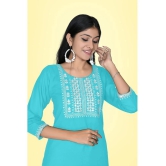 Kapadia - Light Blue Rayon Womens Straight Kurti ( Pack of 1 ) - None