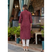 Juniper Cotton Striped Straight Womens Kurti - Maroon ( Pack of 1 ) - None