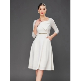 Miss Chase Polyester Solid Knee Length Womens Fit & Flare Dress - Off White ( Pack of 1 ) - None