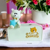 Teddy Tissue Holder-Light Yellow / Polyresin | Gloss Finish / H: 9 | L: 9 | W: 5 (Inches)