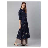 Alena Navy Cotton A-line Kurti - XL