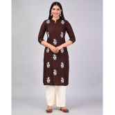 MAUKA Rayon Embroidered Kurti With Palazzo Women's Stitched Salwar Suit - Brown ( Pack of 1 ) - None