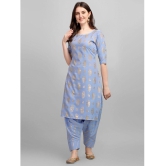 gufrina Rayon Printed Kurti With Salwar Womens Stitched Salwar Suit - Light Blue ( Pack of 1 ) - None