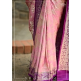 Lotus Pink and Plum Tussar Georgette Silk Saree | SILK MARK CERTIFIED | Shobitam Saree