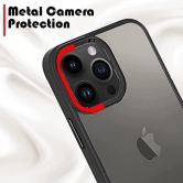 Winble Cover iPhone 14 Pro Back Cover Case Metal Camera Guard Hard Acrylic Clear Back (Black)