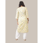 Pravia Lucknowi Chikankari Embroidery Premium Handwork Cotton Long Kurti with Pocket Pants, Flower Print, Set for Women