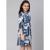 Oxolloxo Girls Blue Crepe A-Line Dress