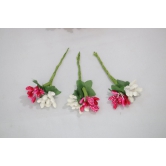 SHG Fashion Art Handmade PINK and WHITE Artificial Veni Flowers with 3 Pins (PINK with White Artificial Flower Hair Accessory Set)