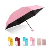 Perkins & Morley Ultra Lights and Small Mini Umbrella with Cute Capsule Case,5 Folding Compact Pocket Umbrella, Especially for Kids - Multi