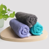 Bamboo Hand Towels - Set of 3-Light Grey | Ivory White | Pale Iris