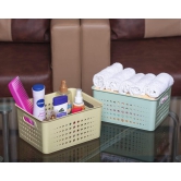 SR 3 Pieces Plastic Storage Basket Multipurpose Colorful For Kitchen & Home Organiser Box For Wardrobe, Fruits Vegetables, Toys, Stationary Items