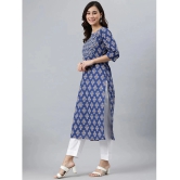 Janasya - Blue Cotton Womens Straight Kurti ( Pack of 1 ) - None