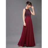 Miss Chase Georgette Self Design Full Length Womens Gown - Maroon ( Pack of 1 ) - None