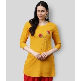 HIGHLIGHT FASHION EXPORT - Yellow Rayon Womens Straight Kurti - S