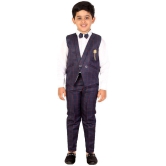 DKGF Fashion - Navy Blue Cotton Blend Boys Shirt & Pants ( Pack of 1 ) - None