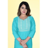 HAYA - Light Blue Rayon Women's Straight Kurti ( Pack of 1 ) - None