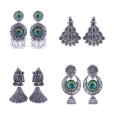 VIVASTRI Silver Jhumki Earrings ( Pack of 4 ) - Silver