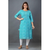 Lee Moda - Light Blue Cotton Womens Straight Kurti ( Pack of 1 ) - None