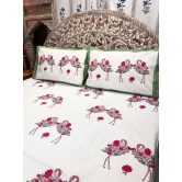 Hand Block Cotton Bedsheet | Flamingo Bedsheet-Super King