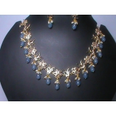 Stunning American Diamond Necklace Set with Blue Beads