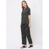 Smarty Pants - Black Satin Womens Nightwear Nightsuit Sets ( Pack of 1 ) - None