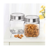 Treo By Milton Cube Storage Glass Jar, Set of 2, 580 ml Each, Transparent | Storage Jar | Modular Kitchen | Multipurpose Jar - Transparent