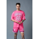 Go Devil 66 Printed Pink Polyester Co-ord Set for Men XXL